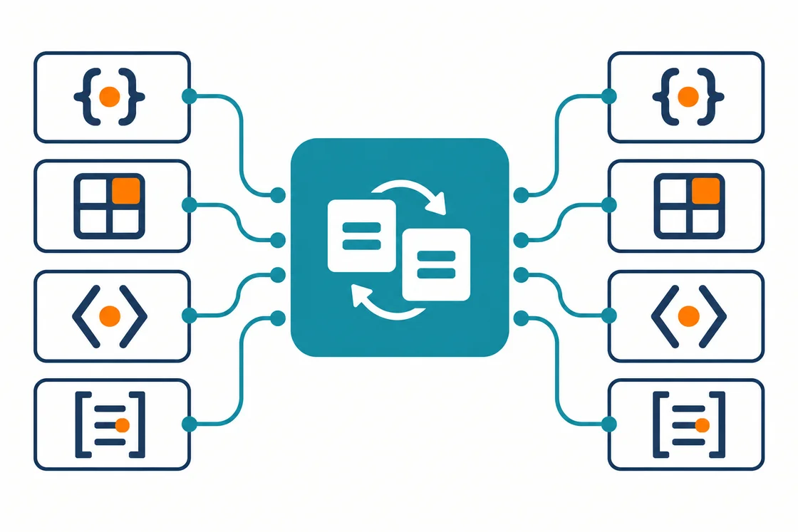 A file with braces and nested fields turns into the same file with the same structure — only the text values inside changed language, while the keys and identifiers stayed exactly where they were.