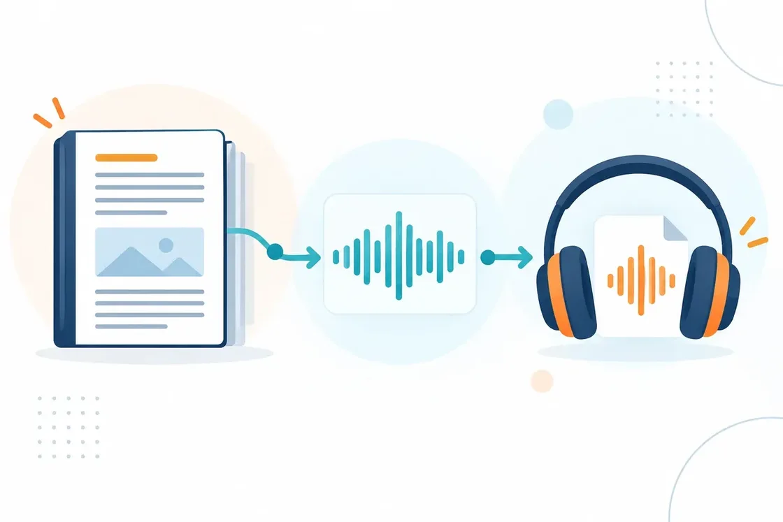 Eine vollständige Dokumentdatei wird in einem Stück hochgeladen und verwandelt sich in eine Audio-Wellenform